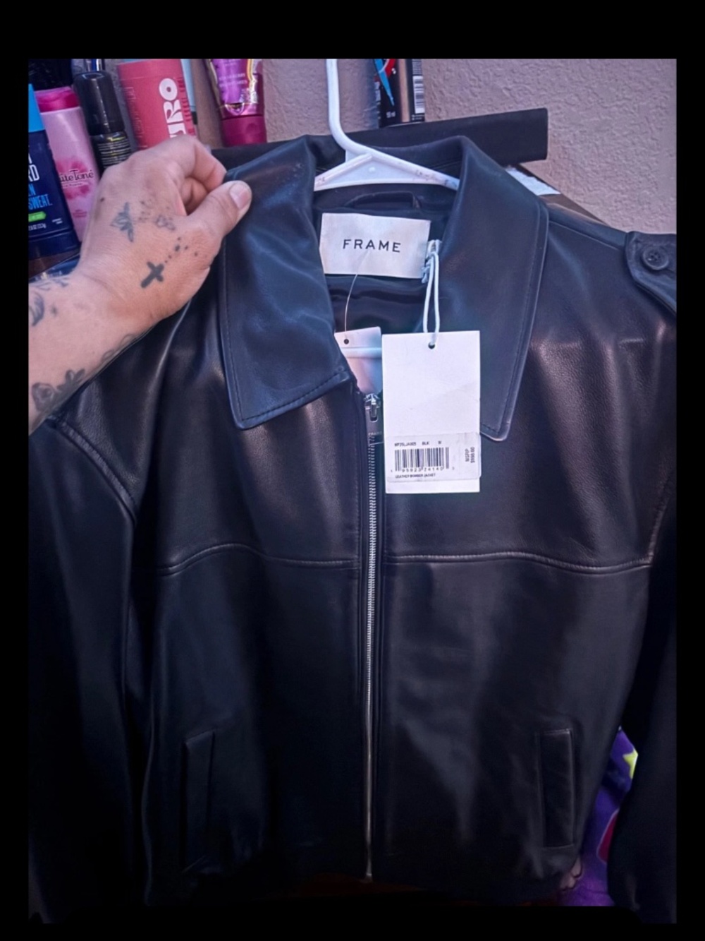NWT FRAME Men's Leather Bomber Jacket